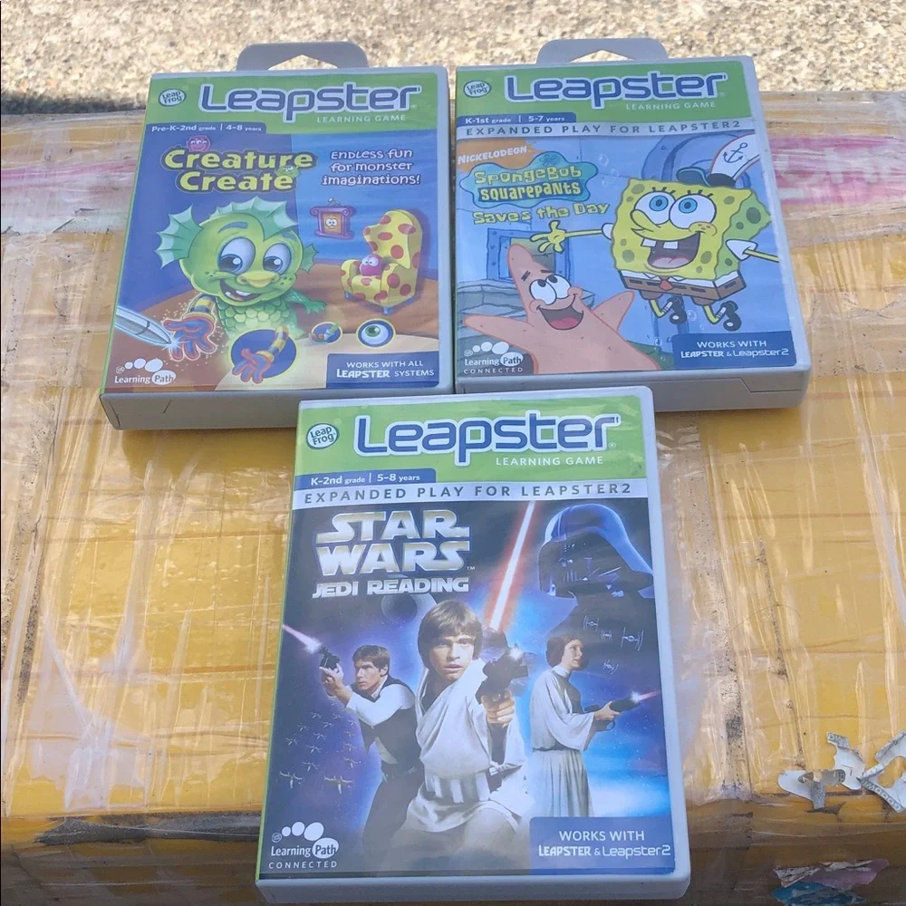 Leapster Learning Game Cartridges - SpongeBob + Creature Create + Star Wars